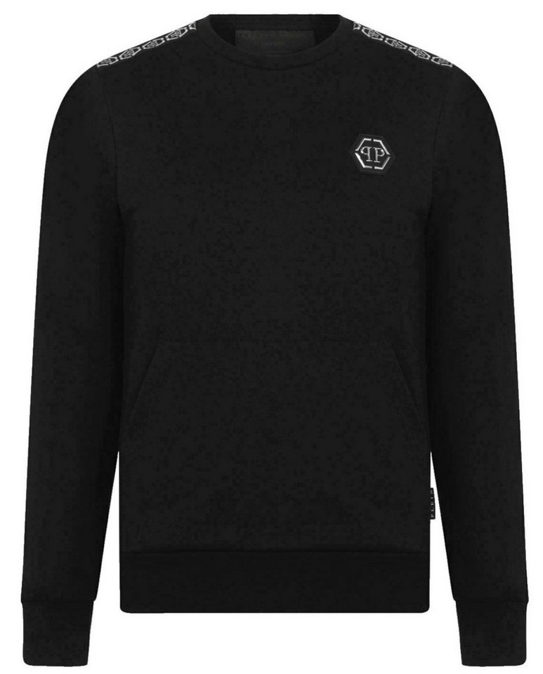 PHILIPP PLEIN Sweatshirt Sweatshirt Sweater Tape Logo Pulli Pullover eine Kängurutasche und gerippte Abschlüsse von PHILIPP PLEIN