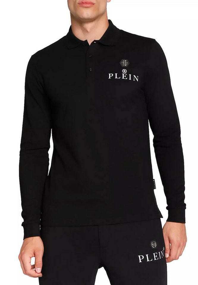 PHILIPP PLEIN Langarm-Poloshirt Herren ikonische PP-Hexagon-Patch ikonische PP-Hexagon-Patch von PHILIPP PLEIN