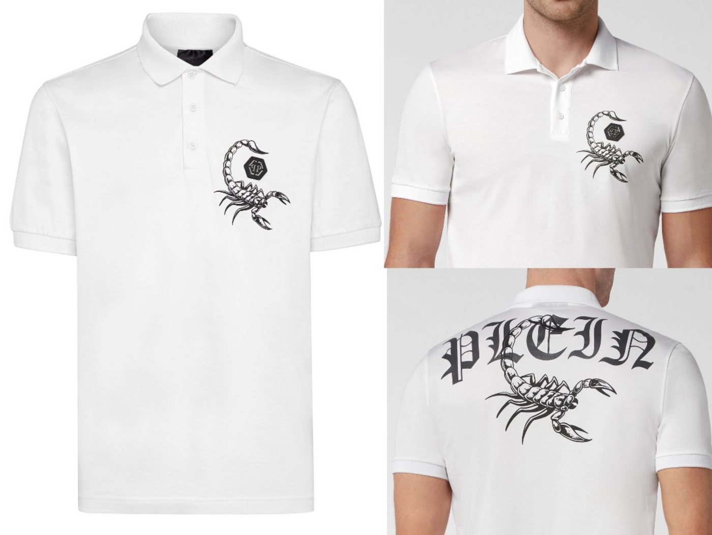 PHILIPP PLEIN Poloshirt PHILIPP PLEIN Scorpion Polo Shirt Polohemd Logo Patch Hemd T-shirt New von PHILIPP PLEIN