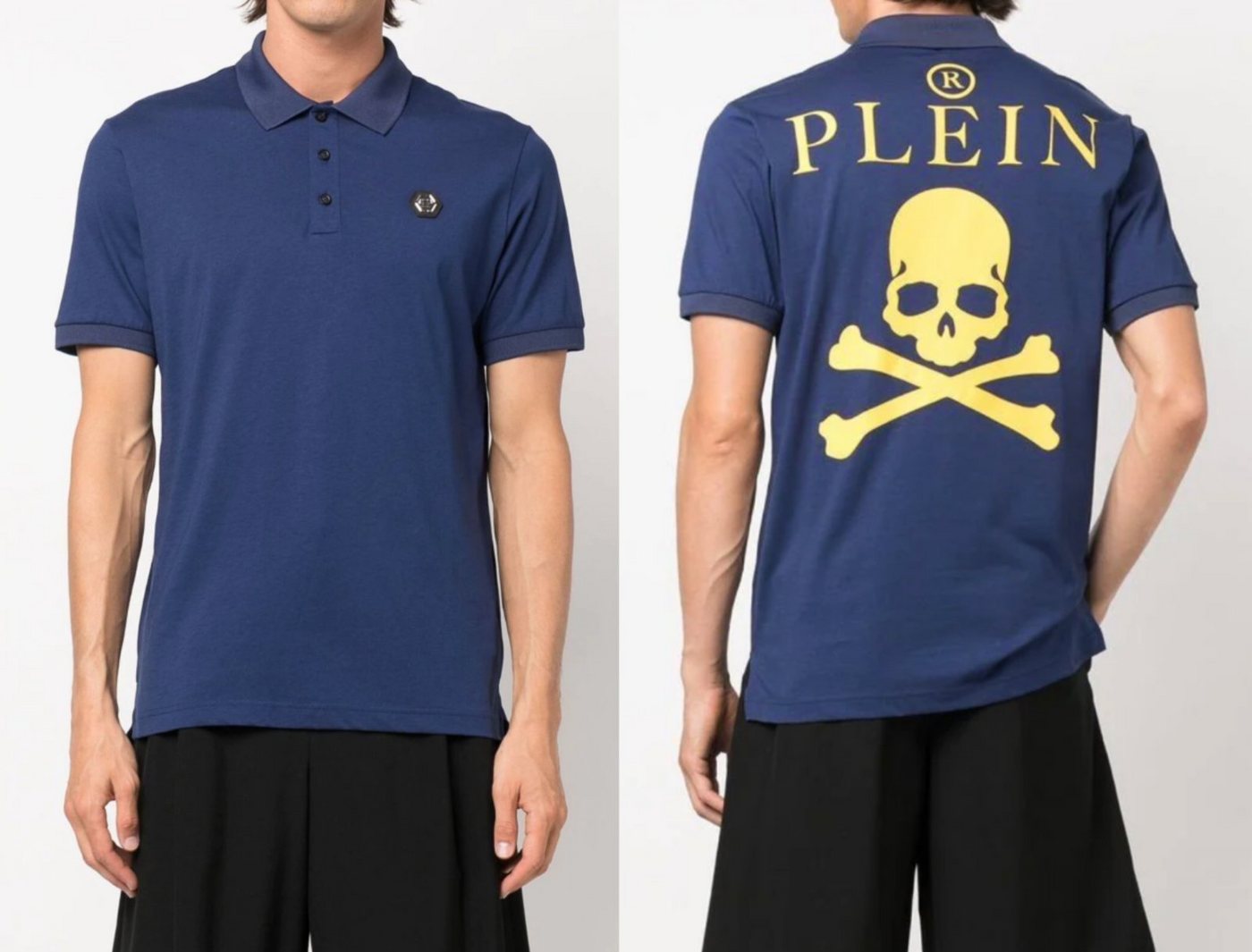 PHILIPP PLEIN Poloshirt PHILIPP PLEIN Skull Polo Shirt Polohemd Leather PP Hexagon Patch Hemd von PHILIPP PLEIN