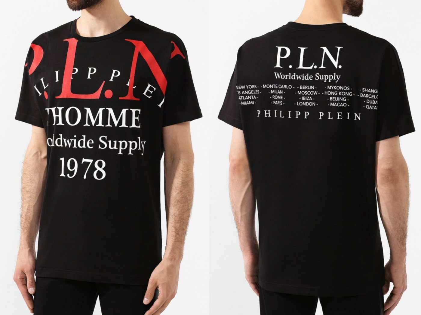 PHILIPP PLEIN T-Shirt Philipp Plein Mens Cult Iconic Cult Gold Cut Shirt Round Neck P.L.N. T von PHILIPP PLEIN