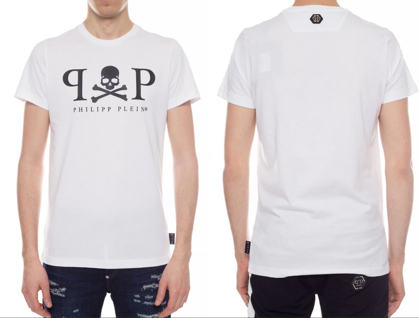 PHILIPP PLEIN T-Shirt Philipp Plein Mens Platinium Cut Skull Logo Shirt Round Neck T-Shirt T von PHILIPP PLEIN