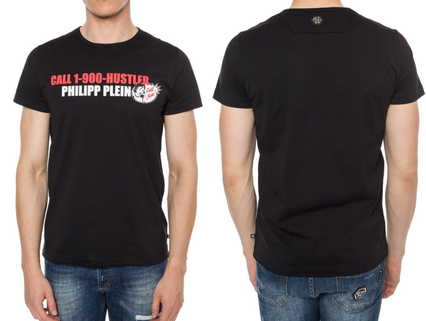 PHILIPP PLEIN T-Shirt Philipp Plein Platinium Cut CALL HUSTLER Logo Shirt Round Neck T-Shirt von PHILIPP PLEIN