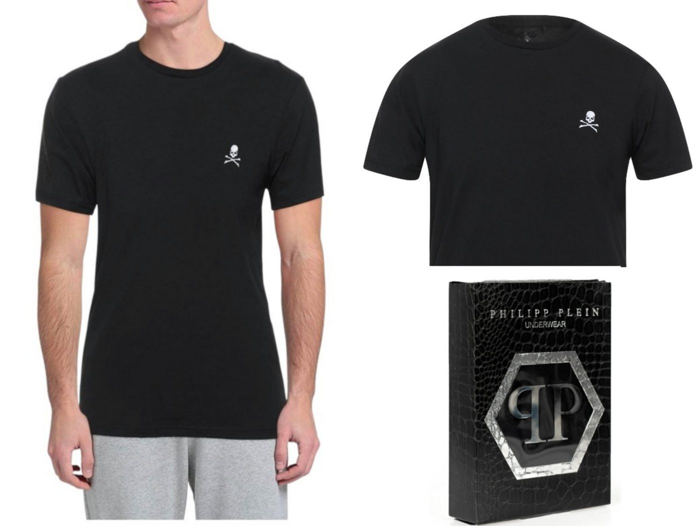 PHILIPP PLEIN T-Shirt PHILIPP PLEIN Skull Stretch Slim T-Shirt Totenkopf Logo Underwear Shir von PHILIPP PLEIN