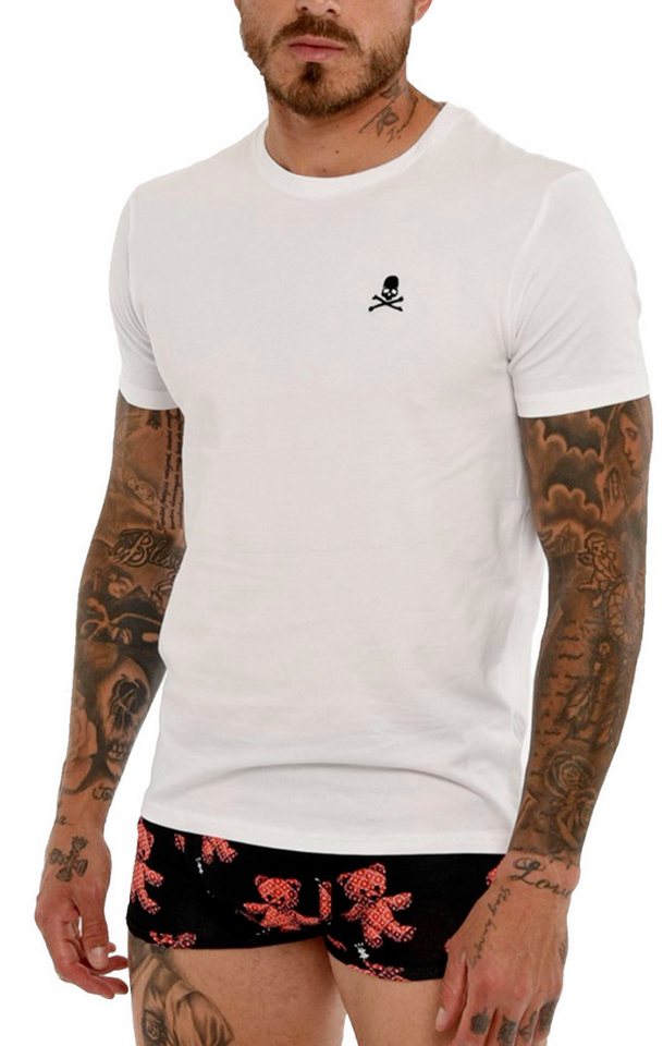 PHILIPP PLEIN T-Shirt Slim FIt Totenkopf-Logo Shirt verpackt in einer box mit Python-Optik-Druck von PHILIPP PLEIN