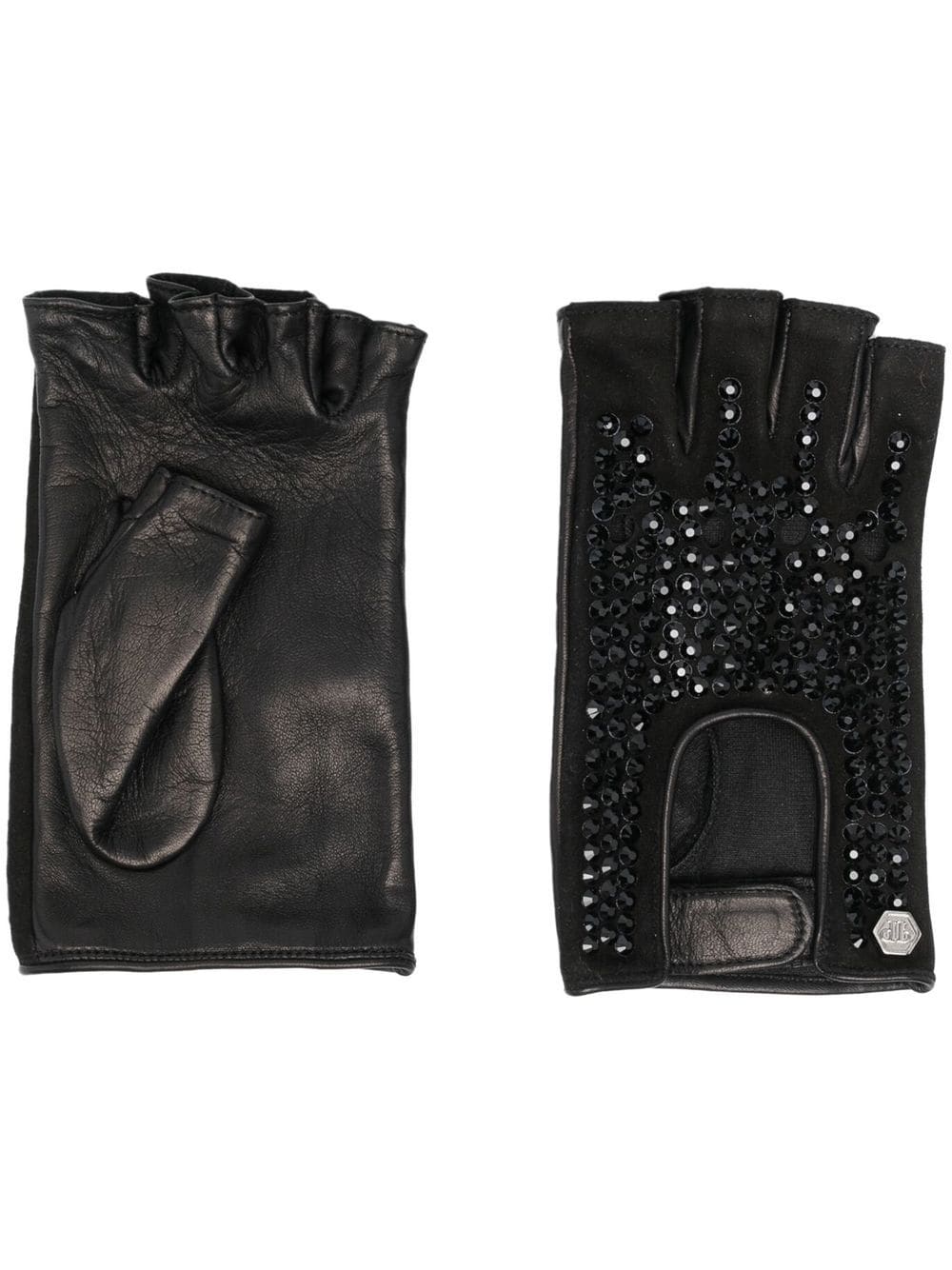 Philipp Plein Handschuhe mit Kristallen - Schwarz von Philipp Plein