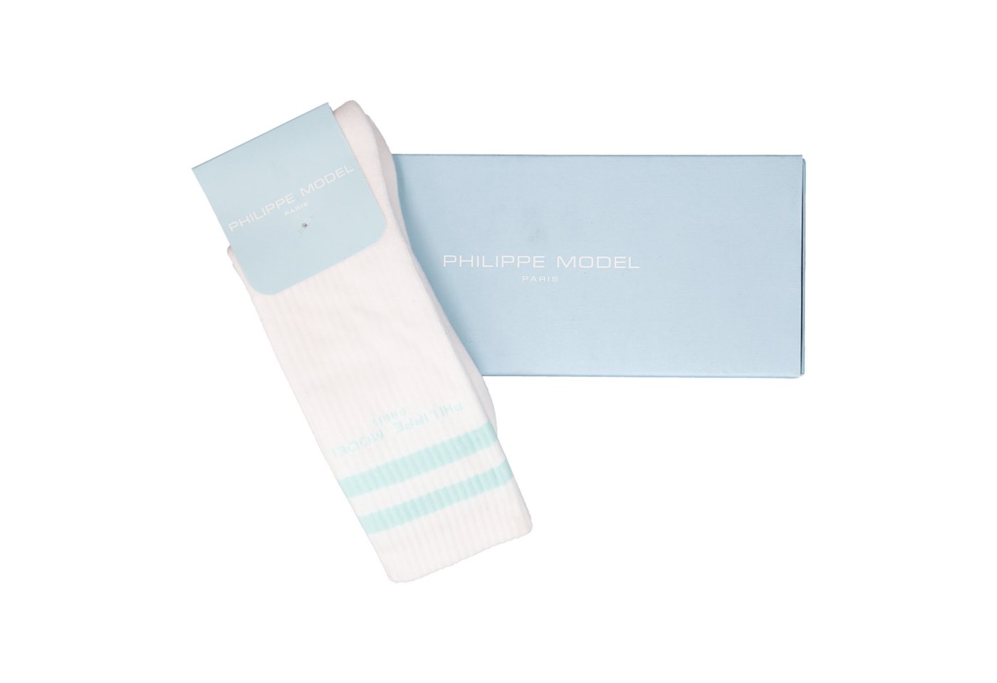 PHILIPPE MODEL Socken Philippe Model CHAUSSETTE ANTOINE, Socken & Strümpfe, Weiß / Hellblau von PHILIPPE MODEL