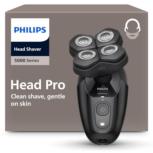 Philips Head Shaver Pro Series 5000 – Glatzenrasierer für Männer und Frauen, flexibler 360°-Scherkopf und ComfortCut-Klingen für eine gründliche Rasur, sanft zur Haut, Modell HS5980/15 von PHILIPS