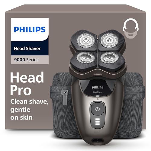 Philips Head Shaver Pro Series 9000 – Glatzenrasierer für Männer und Frauen, flexibler 360°-Scherkopf und ComfortCut-Klingen für eine gründliche Rasur, sanft zur Haut, Modell HS9980/15 von PHILIPS