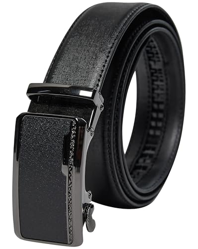 PHILIPSONS Gürtel Herren, Gürtel Ratsche Ledergürtel Automatikschließe für Herren Anzug Business Kleidung, Breit 35mm, Größe Angepasst, Schwarz von PHILIPSONS