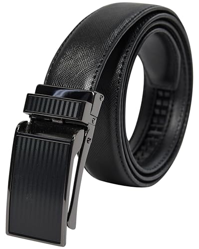 PHILIPSONS Gürtel Herren, Gürtel Ratsche Ledergürtel Automatikschließe für Herren Anzug Business Kleidung, Breit 35mm, Größe Angepasst, Schwarz von PHILIPSONS