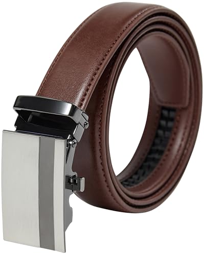 PHILIPSONS Gürtel Herren Leder Braun – Automatikschließe – Ledergürtel Herren ohne Löcher – 30mm Breit – 105cm Lang – Für Anzüge und Jeans – Kürzbar & Hochwertig von PHILIPSONS