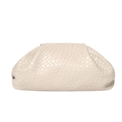 PHILOMENA Damen Gewebte Abendtasche Vegan Leder Clutch Geldbörse Knödel Geraffte Tasche Party Hochzeit Elegante Handtaschen, Beige von PHILOMENA