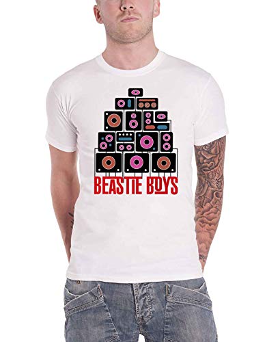 The Beastie Boys T Shirt Tape Band Logo Nue offiziell Herren Weiß XL von Rock Off officially licensed products