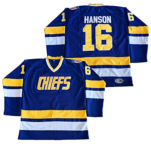 Hanson Brothers Herren-Trikot, Charlestown Chiefs 16 Jack 17 Steve 18 Jeff Slap Shot Movie Eishockey Trikot Blau Weiß - - XXX-Large von PHM