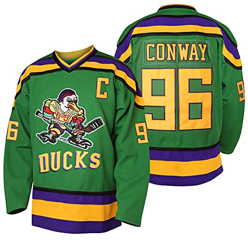 Herren Charlie Conway 96 Adam Banks 99 Greg Goldberg 33 Mighty Ducks Movie Eishockey Trikots genäht Grün Weiß S-XXXL - Grün - Klein von PHM