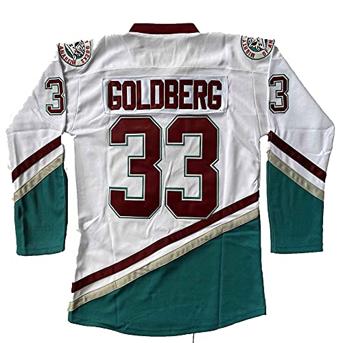 Herren Charlie Conway 96 Adam Banks 99 Greg Goldberg 33 Mighty Ducks Movie Eishockey Trikots genäht Grün Weiß S-XXXL - - Mittel von PHM