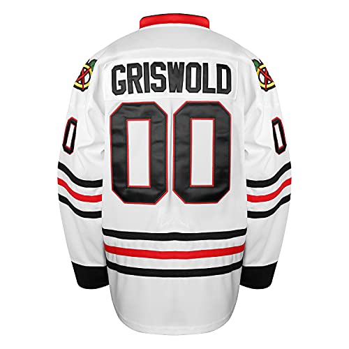 Herren Griswold Trikot #00 X-Mas Weihnachten Urlaub Film Eishockey Trikots genäht S-XXXL (Weiß, Medium), Weiss/opulenter Garten, Mittel von PHM