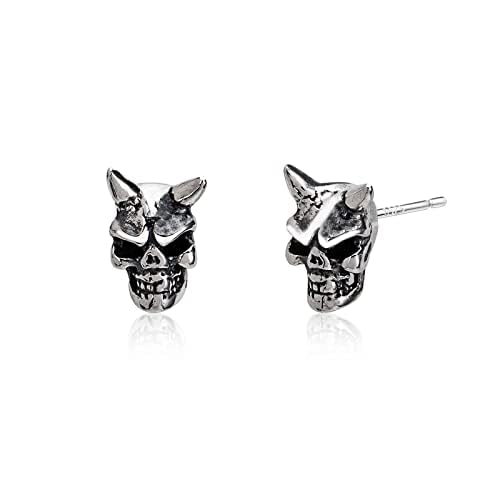 PHNIBIRD 925 Sterling Silber Ohrstecker Teufelsschädel Gothic Ohrringe Halloween Schmuck Ein Geschenk Für Männer Und Frauen von PHNIBIRD