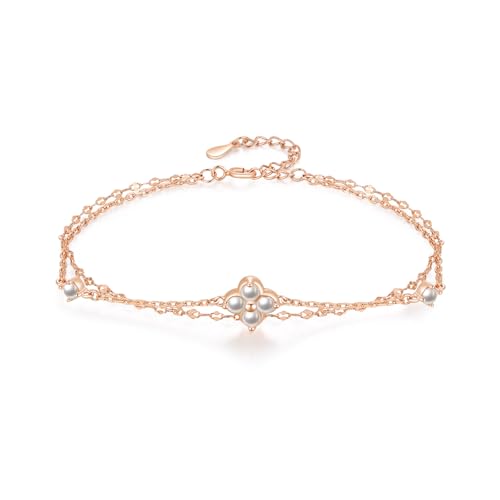 PHNIBIRD Armband Damen Perlen aus 925 Sterling Silber Armband Rosegold Perlenschmuck für Damen und Mädchen von PHNIBIRD