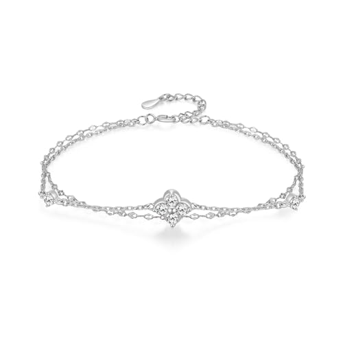 PHNIBIRD Armband Damen Silber 925 Zart Doppelter Armkette mit Zirkonia Geschenke für Mädchen von PHNIBIRD