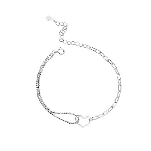 PHNIBIRD Armband Silber 925 Damen Herz Verstellbares Schmuck Asymmetrisches Armband Geschenk für Frauen Romantische Partner Armbänder für Valentinstag Weihnachten Geburtstag von PHNIBIRD