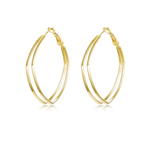 PHNIBIRD Eckige Creolen Gold Ohrringe Groß Damen Ohrringe Quadratische Durchmesser 45 mm Einfach Modeschmuck Geschenke Für Frauen von PHNIBIRD