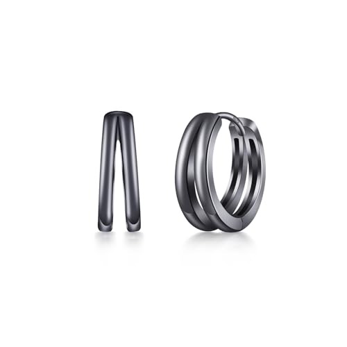 PHNIBIRD Creolen Schwarz aus 925 Sterling Silber Ohrringe Creolen Unisex Schwarz Ohrringe für Herren Damen Durchmesser 15mm Klein Tägliches Tragen PHNIBIRD Creolen Schwarz aus 925 Sterling Silber Ohrringe Creolen Unisex Schwarz Ohrringe für Herren Damen Durchmesser 15mm Klein Tägliches Tragen von PHNIBIRD
