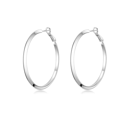 PHNIBIRD Creolen Silber Groß Hypoallergen Ohrringe Damen Durchmesser 50 mm Einfach Modeschmuck Geschenke Für Frauen von PHNIBIRD