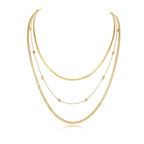 PHNIBIRD Layering Kette Damen aus Edelstahl Boho Wasserfeste Kette Gold für für Frauen von PHNIBIRD