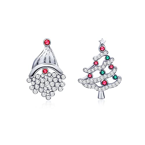 PHNIBIRD Weihnachtsohrringe Ohrstecker Silber 925 Weihnachtsbaum Weihnachtsmann Asymmetrische Ohrstecker Damen Christmas Gifts Geschenke für Frauen Freunde von PHNIBIRD