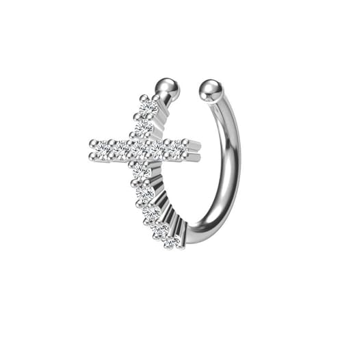 PHNIBIRD Ear Cuff Silber Kreuz Ohrklemme mit Zirkonia 925 Sterling Silber Fake Piercing Ohrringe ohne Ohrloch von PHNIBIRD