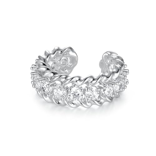 PHNIBIRD Ear Cuff Silber Ohrklemme mit Funkelnder Zirkonia Twisted Design Mini Ohrclips Damen Ohne Ohrlöcher Modeschmuck Für Damen Herren von PHNIBIRD