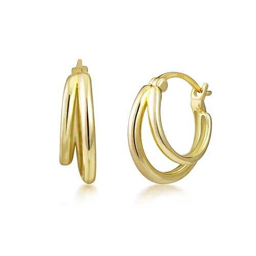 PHNIBIRD Gold Creolen aus 925 Sterling Silber Ohrringe Gold Damen Asymmetrische Design Ohrringe Geeignet für Männer und Frauen zum Täglichen Tragen von PHNIBIRD