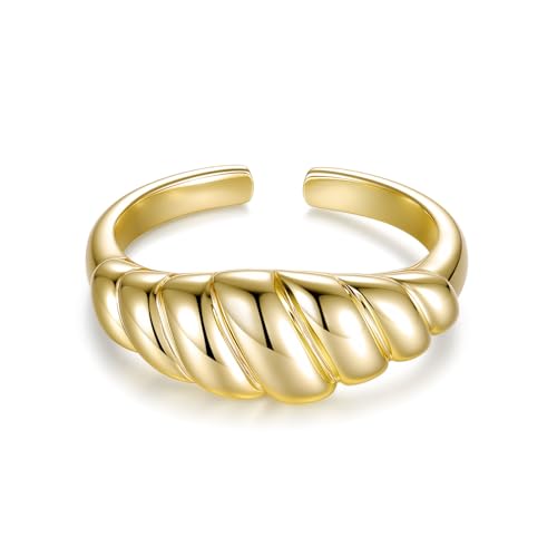 PHNIBIRD Gold Ringe Damen Croissant Ring für Frauen Minimalistische 14 Karat Gold Stapelbare Ringe von PHNIBIRD