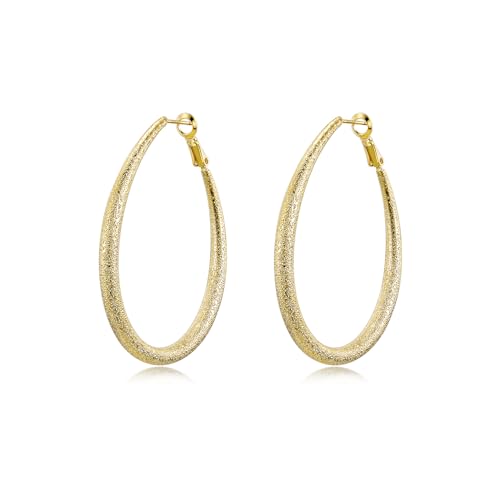 PHNIBIRD Gold Wasserfest 18K Creolen Groß Glitzer Water Drop Tränen Große Ohrringe Damen Chunky Gold Hoop Earrings For Women Durchmesser 55mm von PHNIBIRD
