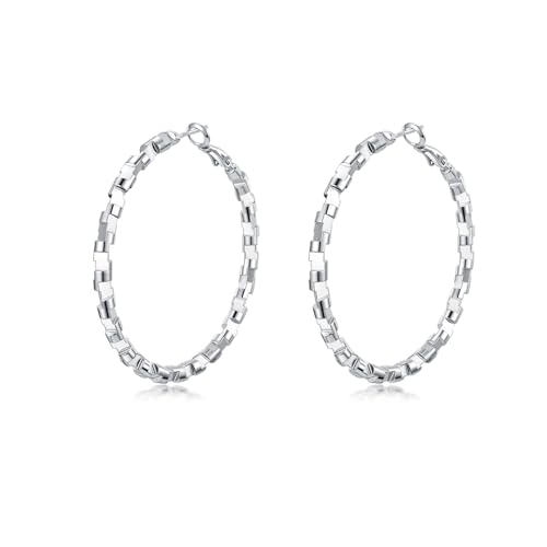 PHNIBIRD Creolen Silber 925 Hypoallergene Ohrringe Groß Leichtgewicht Frauen Schmuck Geschenk Mädchen 50MM von PHNIBIRD