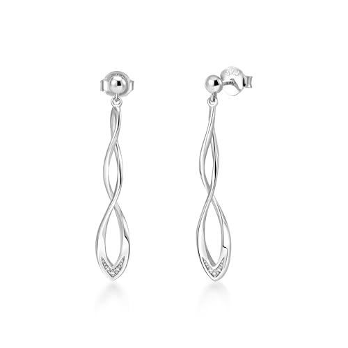 PHNIBIRD Hängende Lange Ohrringe Silber 925 Damen Zirkonia Ohrhänger - Unendlichkeit Spirale Design Ohrschmuck Geschenk für Geburtstag Valentinstag von PHNIBIRD