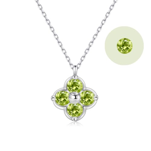 PHNIBIRD Geburtsstein August Peridot Halskette Silber 925 Damen Kette Anhänger mit Peridot Stein Geschenk für Mädchen Frauen von PHNIBIRD
