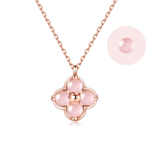 PHNIBIRD Halskette Rosegold Damen Oktober Geburtssteine Silber 925 mit Rosenquarz Stein Rosegold Geschenk für Frauen Mutter von PHNIBIRD
