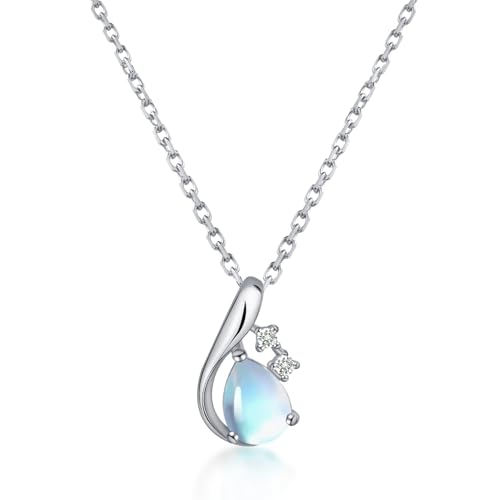 PHNIBIRD Mondstein Kette Damen 925 Sterling Silber mit Tropfen Anhänger kette Schmuck Geschenke für Mutter Ehefrau Tochter 40+5cm von PHNIBIRD