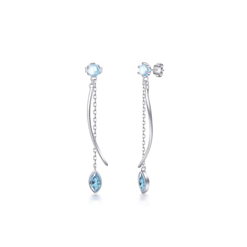 PHNIBIRD Mondstein Ohrringe 925 Sterling Silber Lange Ohrringe Hängend Ohrhänger Mondstein Schmuck Damen von PHNIBIRD