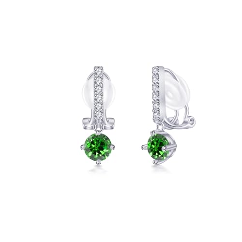 PHNIBIRD Ohrclips Damen ohne Ohrlöcher Silber 925 Hypoallergene Smaragd Ohrringe Damen Elegant Geschenk für Geburtstags von PHNIBIRD