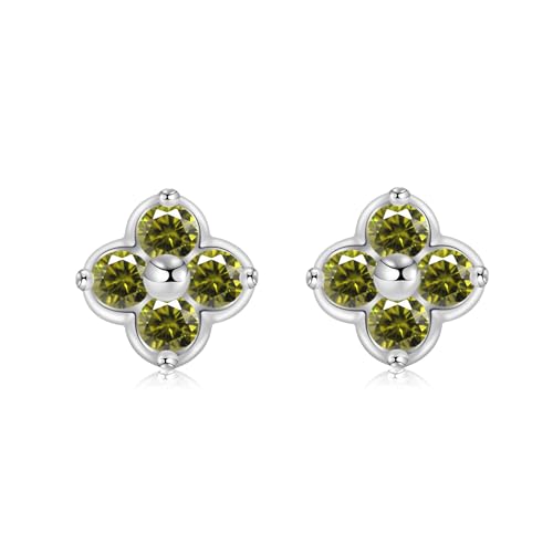 PHNIBIRD Ohrringe Peridot 925 Sterling Silber Kleeblatt Ohrringe August Geburtsstein Schmuck Geschenk für Frauen von PHNIBIRD