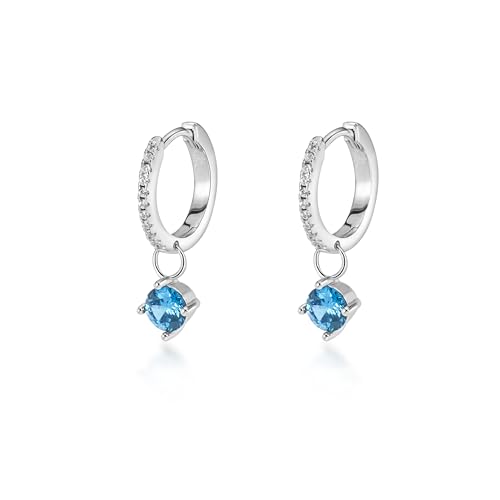 PHNIBIRD Creolen Ohrringe Damen Blau Hängend mit Zirkonia Silber 925 Ohrringe Hypoallergen Creolen Geeignet zum Verschenken von PHNIBIRD