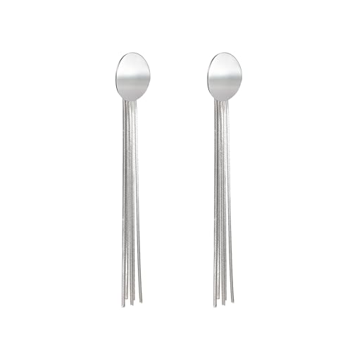 PHNIBIRD Ohrringe Silber Hängend Hypoallergene Edelstahl Damen Ohrringe Modern Lang Quasten Ohrhänger Geschenke für Frauen Mädchen von PHNIBIRD