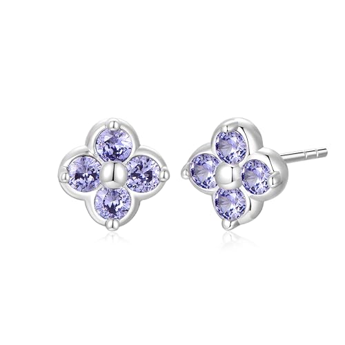 PHNIBIRD Ohrstecker Silber 925 Damen Süß Kleeblatt Ohrringe mit Tansanit Hypoallergen Ohrringe für Mädchen PHNIBIRD Ohrstecker Silber 925 Damen Süß Kleeblatt Ohrringe mit Tansanit Hypoallergen Ohrringe für Mädchen von PHNIBIRD