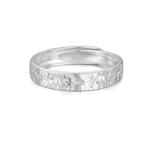 PHNIBIRD Ring Silber 925 Damen Flacher Ringe Funkelnd Breiter Verstellbarer Bandring Hochglanz Poliert Perfekt Geschenke Für Frauen Damen von PHNIBIRD
