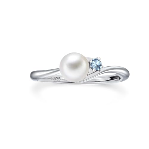 PHNIBIRD Topas Ring Silber 925 Damen Perlenring Verstellbar Ring Elegante Leichte Schmuck Damen Für Alltag Hochzeit und Valentinstag von PHNIBIRD