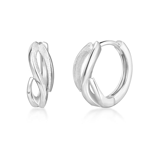 PHNIBIRD Creolen Ohrringe Silber 925 Gebürstet Matt Infinity Ohrringe Damen Schmuck Geschenk für Valentinstag Geburtstag Weihnachten Earings für frauen von PHNIBIRD